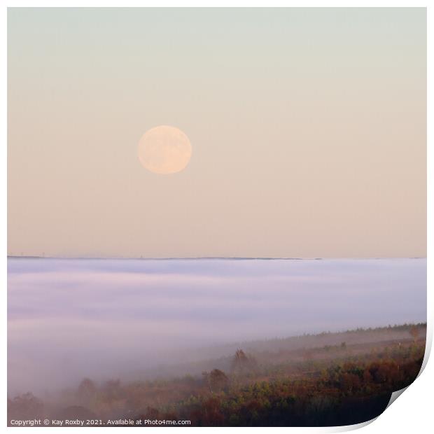 Cloud inversion and rising moon Print by Kay Roxby