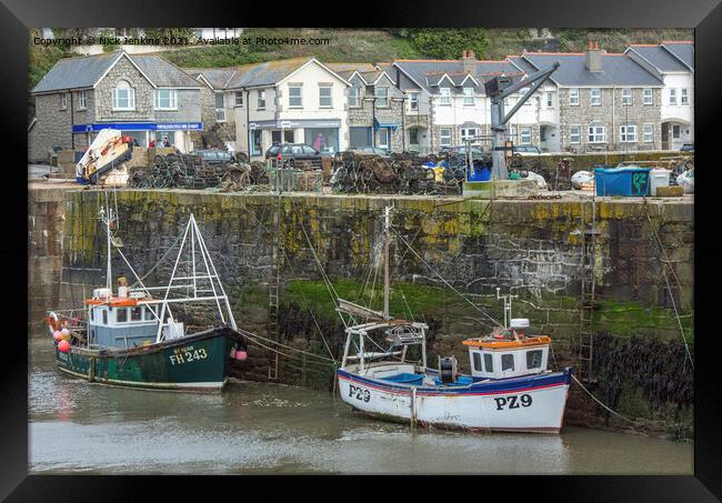 Porthleven Harbour with Two Fishing Boats  Framed Print by Nick Jenkins