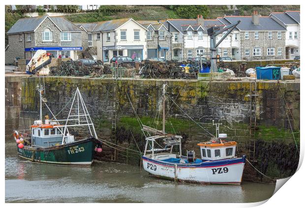 Porthleven Harbour with Two Fishing Boats  Print by Nick Jenkins