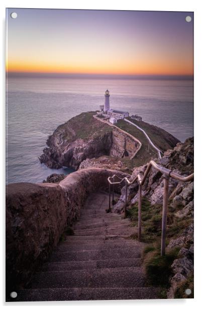Stairway To Southstack Lighthouse Acrylic by Liam Neon