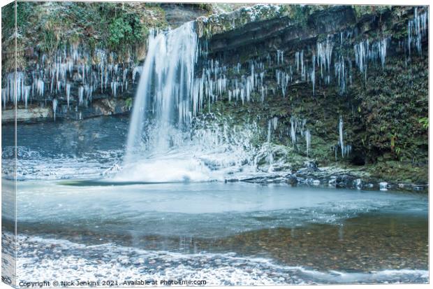 Sgwd Gwladys Falls Vale of Neath in Winter Canvas Print by Nick Jenkins