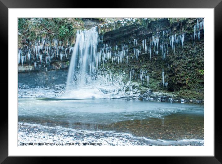 Sgwd Gwladys Falls Vale of Neath in Winter Framed Mounted Print by Nick Jenkins