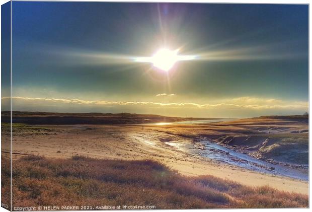 Neath River Estuary  Canvas Print by HELEN PARKER