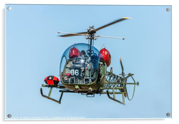 Bell 47 helicopter MASH Acrylic by Steve de Roeck
