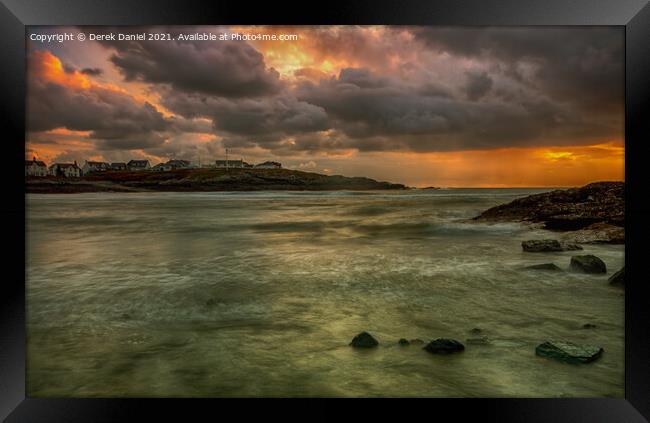 Breathtaking Trearddur Bay Sunset Framed Print by Derek Daniel
