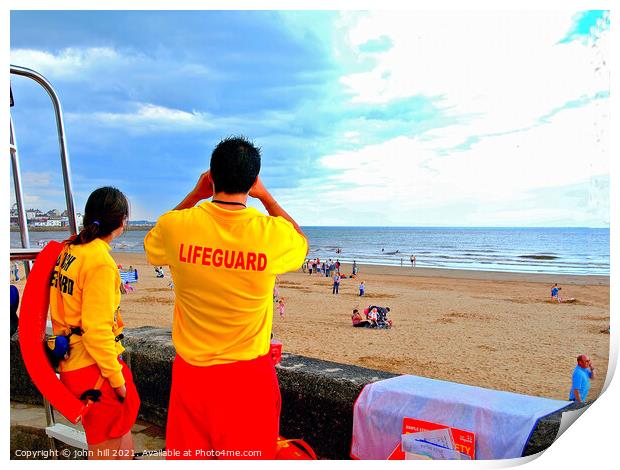 Two Lifeguards on duty. Print by john hill