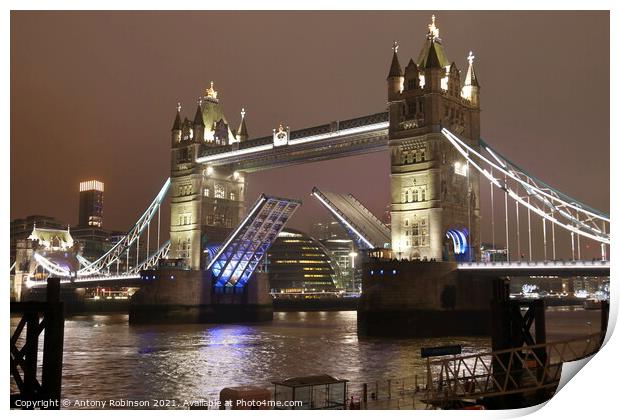 Tower Bridge awakens at night Print by Antony Robinson