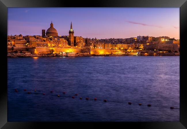 City of Valletta in Malta at Dusk Framed Print by Artur Bogacki