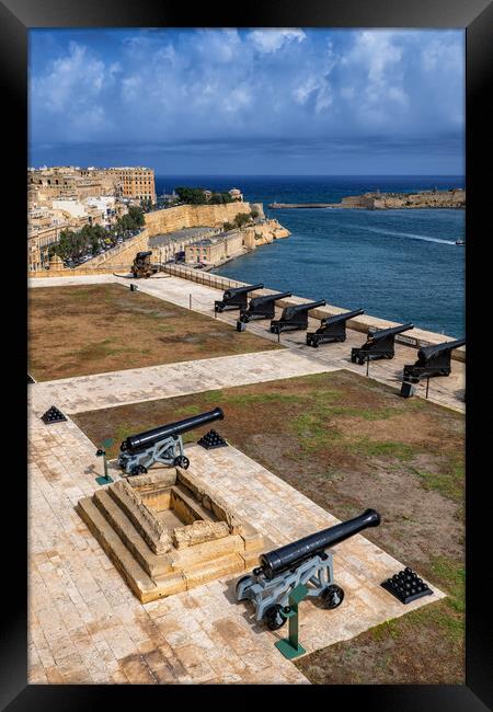 Valletta Saluting Battery In Malta Framed Print by Artur Bogacki