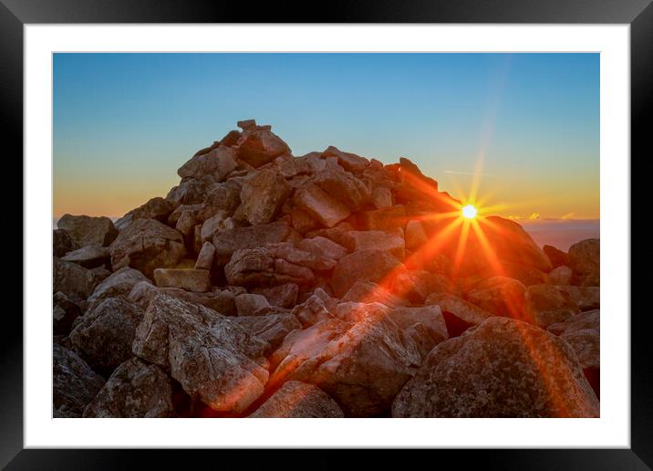Sunset over the Cairn Framed Mounted Print by Leighton Collins