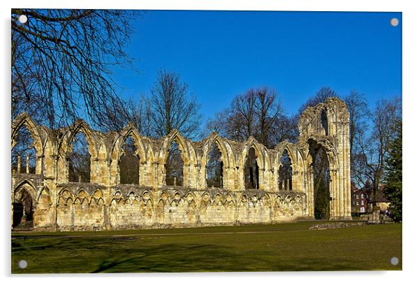 Ruins of St Mary's Abbey - York Acrylic by Trevor Kersley RIP