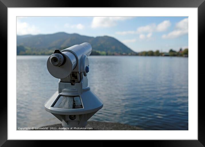 Telescope at the waterfront of lake Schliersee Framed Mounted Print by Lensw0rld 