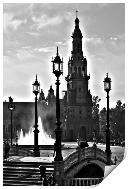 The Square of Spain, in Seville. Seville traditional architecture 1 Print by Jose Manuel Espigares Garc