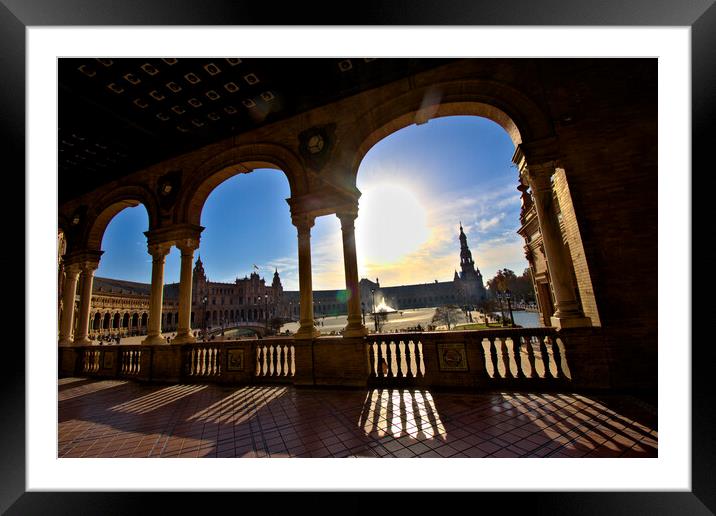 The Square of Spain, in Seville. Seville traditional architecture 4 Framed Mounted Print by Jose Manuel Espigares Garc