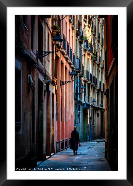 Barcelona Street Life. Framed Mounted Print by Mike Belshaw