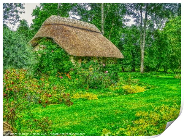 Thatched Cottage Garden  Print by Helkoryo Photography