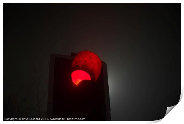 A british traffic light shines red, indicating sto Print by Rhys Leonard