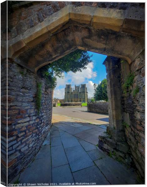 Archway leading to Wells Cathedral Canvas Print by Shawn Nicholas