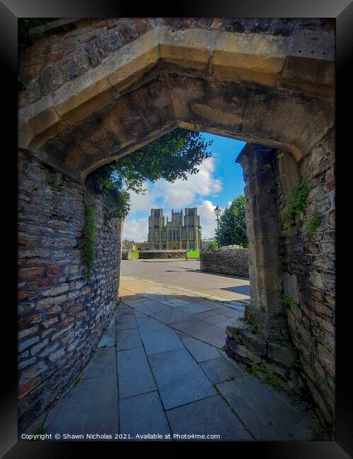 Archway leading to Wells Cathedral Framed Print by Shawn Nicholas