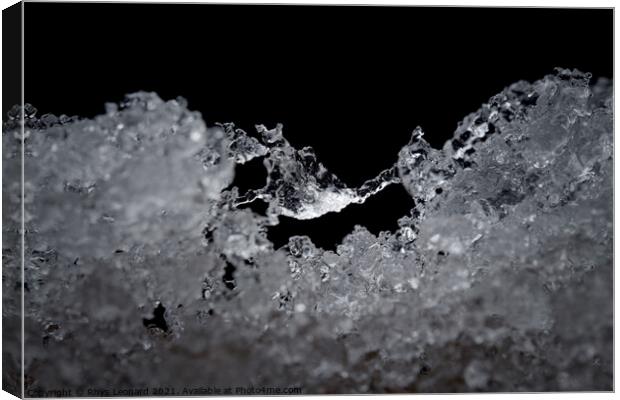 Super close up abstract image of slowly thawing snow. Macro detail Canvas Print by Rhys Leonard