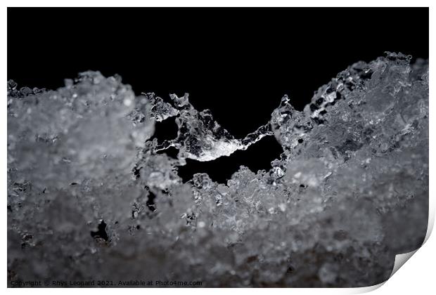 Super close up abstract image of slowly thawing snow. Macro detail Print by Rhys Leonard