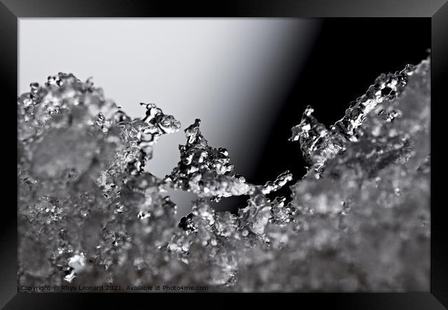 Thawing snow or frost, super macro close up image, Icy winter theme Framed Print by Rhys Leonard