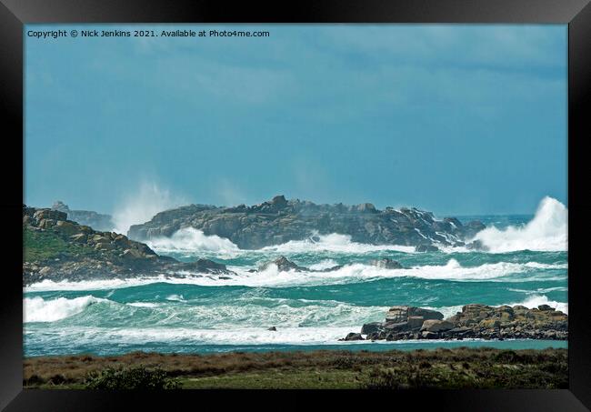 Rough Seas at Hell Bay Bryher  Framed Print by Nick Jenkins