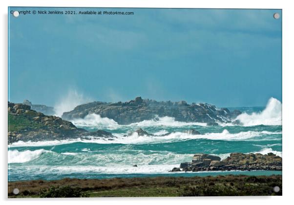 Rough Seas at Hell Bay Bryher  Acrylic by Nick Jenkins