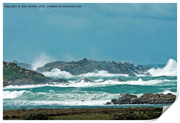 Rough Seas at Hell Bay Bryher  Print by Nick Jenkins