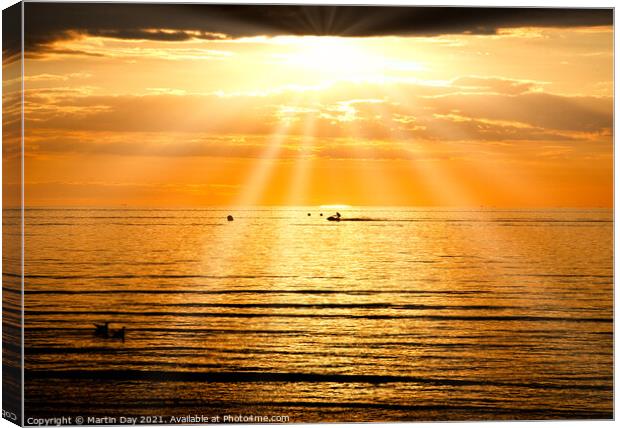 Jet Skiing at Sunset, The Wash, Hunstanton Canvas Print by Martin Day