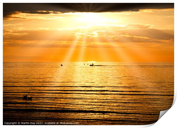 Jet Skiing at Sunset, The Wash, Hunstanton Print by Martin Day