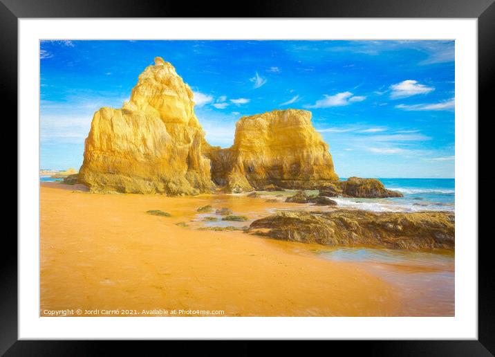 Beaches and cliffs of Praia Rocha, Algarve - 7 - Picturesque Edi Framed Mounted Print by Jordi Carrio