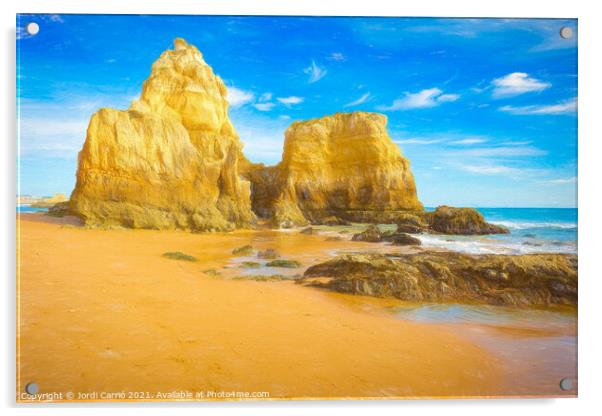Beaches and cliffs of Praia Rocha, Algarve - 7 - Picturesque Edi Acrylic by Jordi Carrio