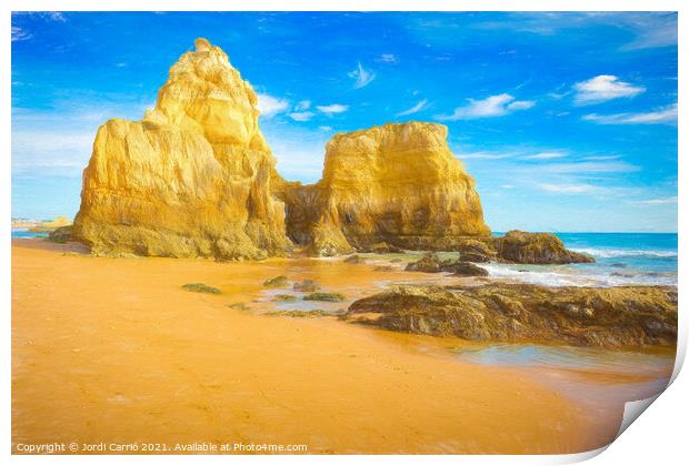 Beaches and cliffs of Praia Rocha, Algarve - 7 - Picturesque Edi Print by Jordi Carrio
