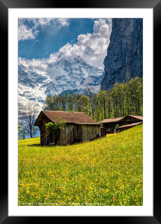 Golden Path to Swiss Alps Framed Mounted Print by Roger Mechan