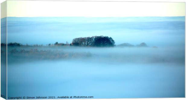 Cotswold Inversion and morning mist Canvas Print by Simon Johnson