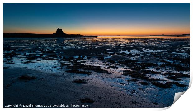 Majestic View of Lindisfarne Castle Print by David Thomas