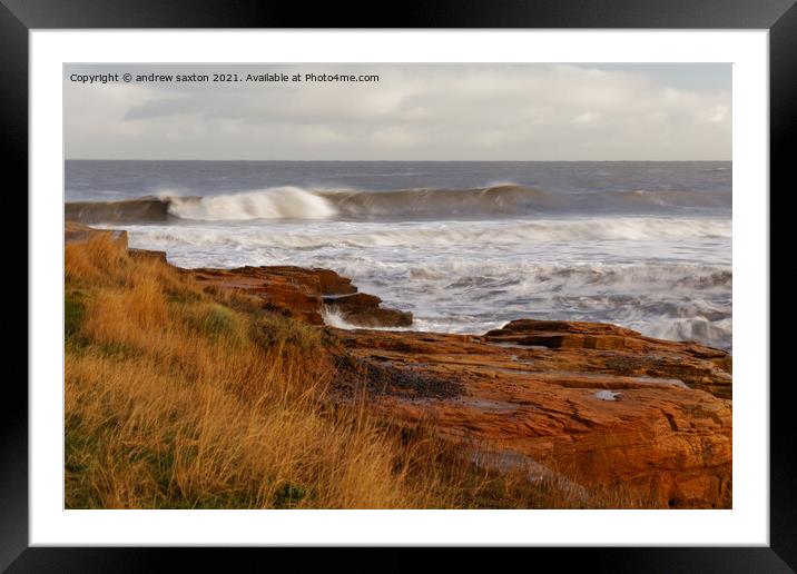 SEA ROLL OUT Framed Mounted Print by andrew saxton