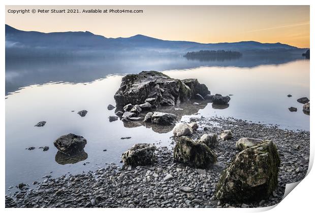 Cloud inversion on Lake Derwentwater near Keswick in the Lake Di Print by Peter Stuart