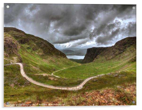 Bealach Na Ba Mountain Pass Road To Applecross West Highland Scotland Acrylic by OBT imaging