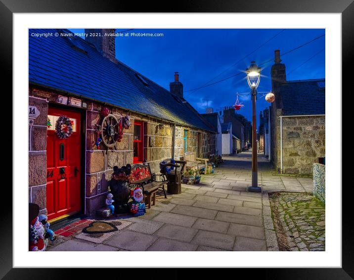 Fisherman's Cottages in Footdee or Fittie, Aberdee Framed Mounted Print by Navin Mistry