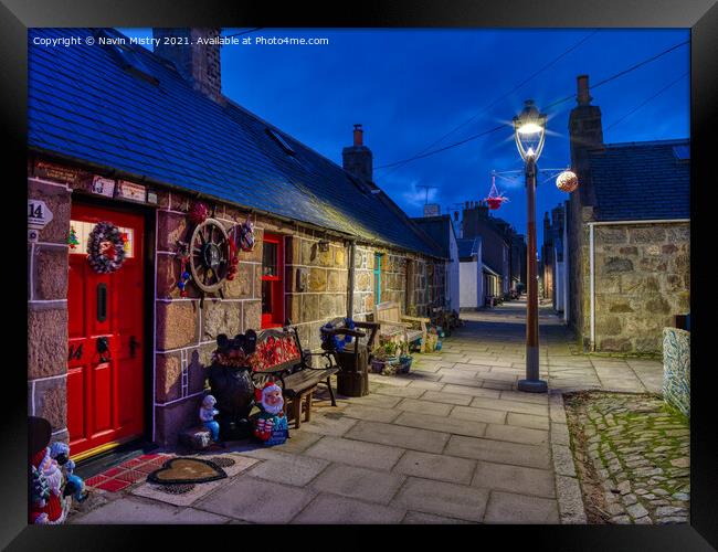 Fisherman's Cottages in Footdee or Fittie, Aberdee Framed Print by Navin Mistry