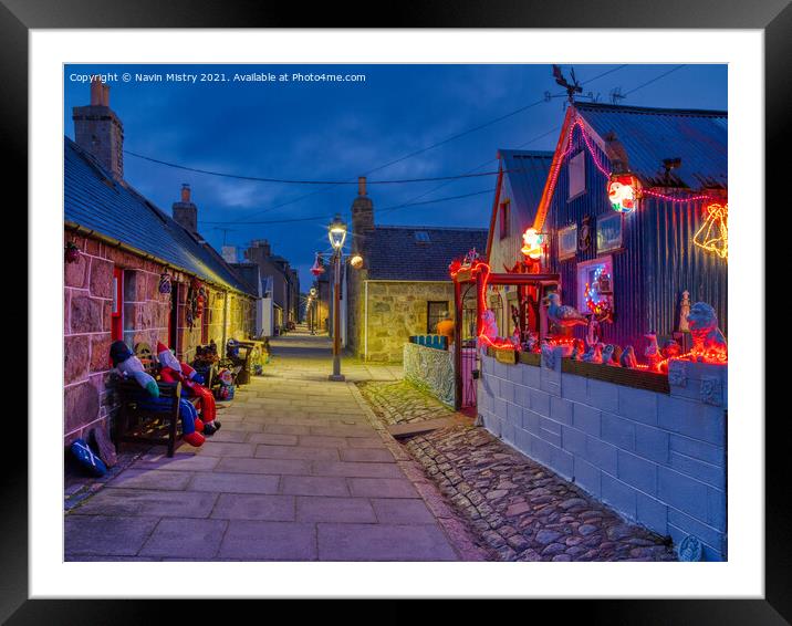 Christmas decorations in Footdee (or Fittie) Framed Mounted Print by Navin Mistry