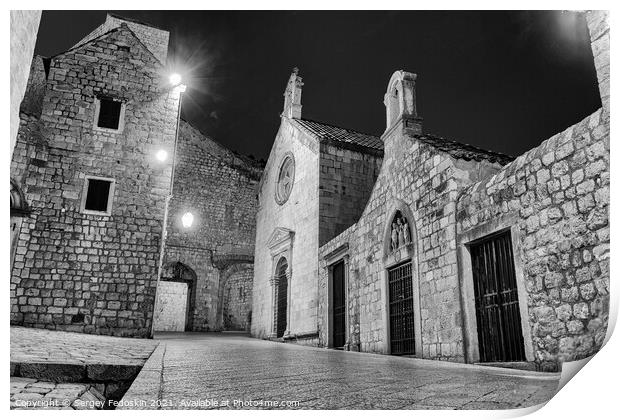 Black and white photo of street in Dubrovnik, Croatia Print by Sergey Fedoskin