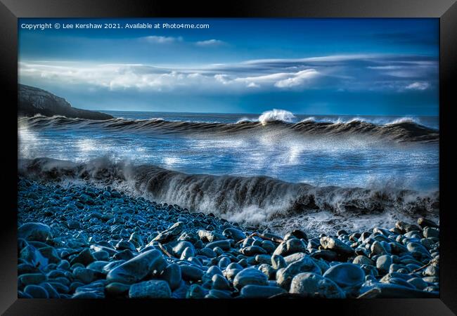 Waves on a Rocky Beach (Ogmore) Framed Print by Lee Kershaw