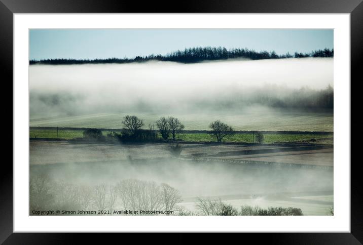 Cotswold Mist Framed Mounted Print by Simon Johnson