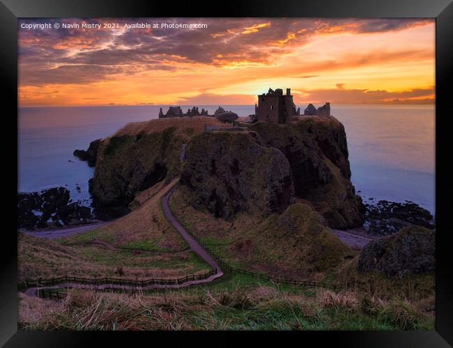 Dunnottar Castle Sunrise Framed Print by Navin Mistry