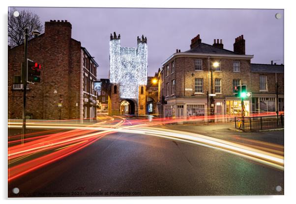 Christmas lights at Monkbar York Acrylic by Martin Williams