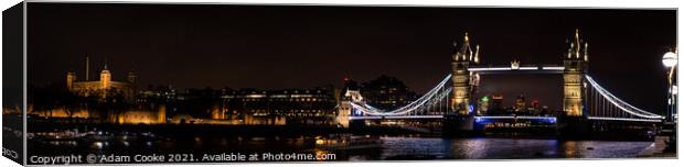 Tower of London | Tower Bridge | By Night Canvas Print by Adam Cooke