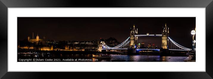 Tower of London | Tower Bridge | By Night Framed Mounted Print by Adam Cooke